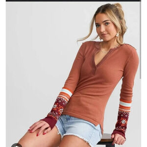 Free People Mikah Notch Neck Top Sz M
